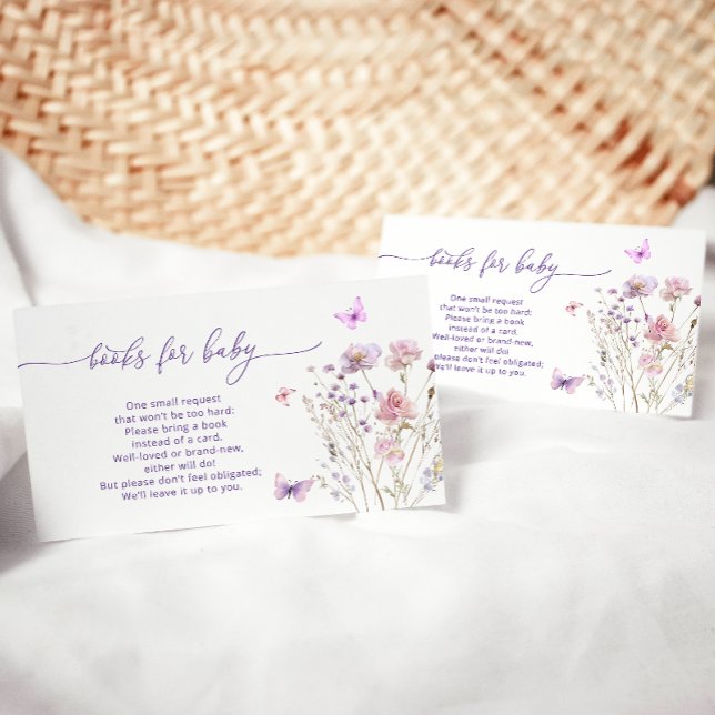 Carte D'accompagnement Baby shower papillon Fleurs sauvages demande de ré (Créateur téléchargé)