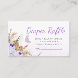 Carte D'accompagnement Baby Shower Papillon Fleurs Tirage au Sort Couches