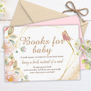 Carte D'accompagnement Baby shower papillon Livres pour Baby Request