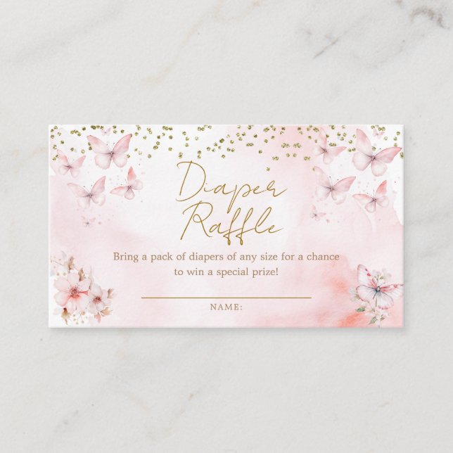 Carte D'accompagnement Baby shower Papillon rose Barreau (Devant)