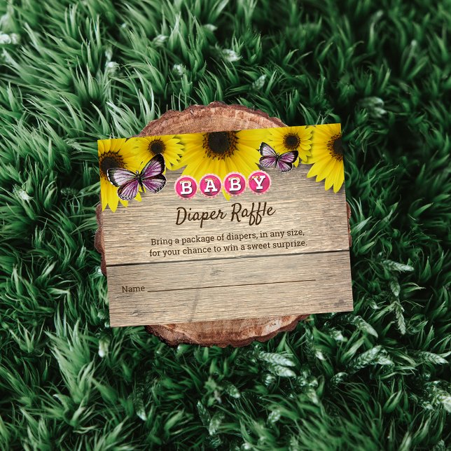 Carte D'accompagnement Baby shower Papillon rose Tournesol Déchets (Créateur téléchargé)