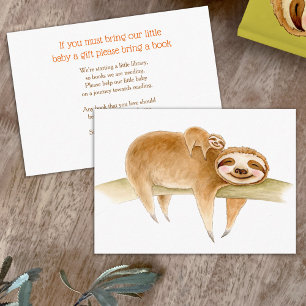 Carte D'accompagnement Baby shower paresseux mignon livre d'art