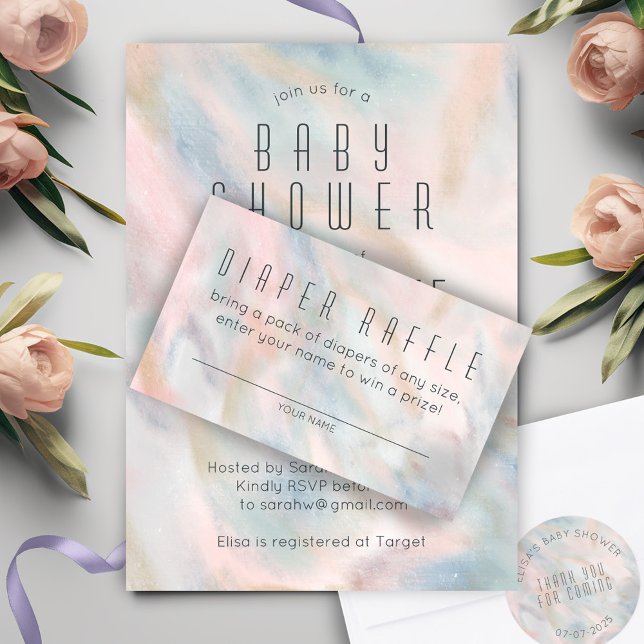 Carte D'accompagnement Baby shower Pastel Abstrait Élégant Chic PERSONNAL (Pastel Abstract Elegant Chic CUSTOM BABY SHOWER Enclosure Card
)