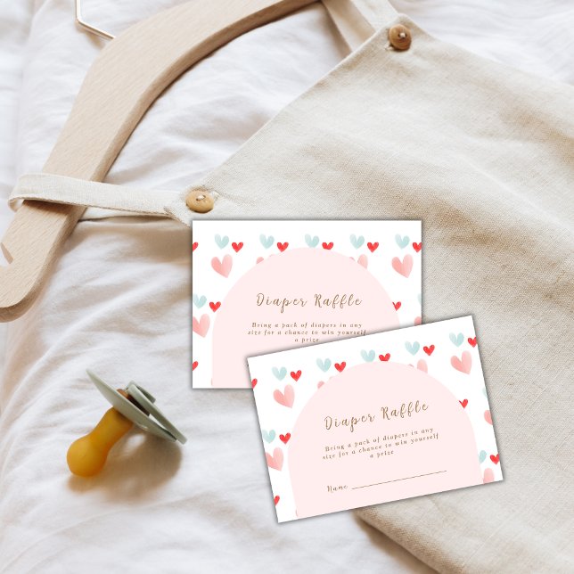 Carte D'accompagnement Baby shower Pastel Sweetheart Arch Diaper (Pastel Sweetheart Arch Diaper Raffle Baby Shower Enclosure Card)