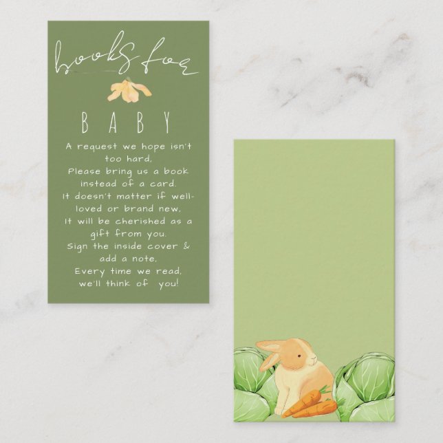 Carte D'accompagnement Baby Shower Patch de Chou Local Vert (Devant / Derrière)