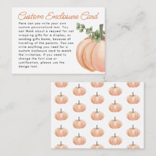 Carte D'accompagnement Baby shower personnalisé Little Citrouille Fall