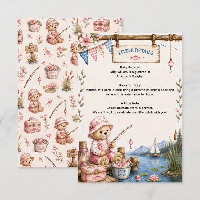 Carte D'accompagnement Baby Shower Petit Pêcheur | Petits Détails (Devant / Derrière)