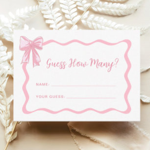 Carte D'accompagnement Baby shower Pink Bow Devine Combien De Jeu