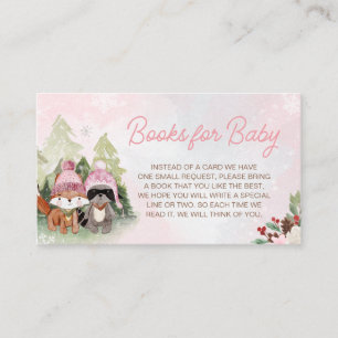 Carte D'accompagnement Baby shower Pink Winter Woodland Livres pour bébé