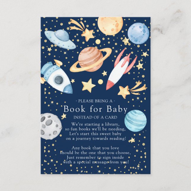 Carte D'accompagnement Baby shower pour garçons de l'espace extra-atmosph (Devant)