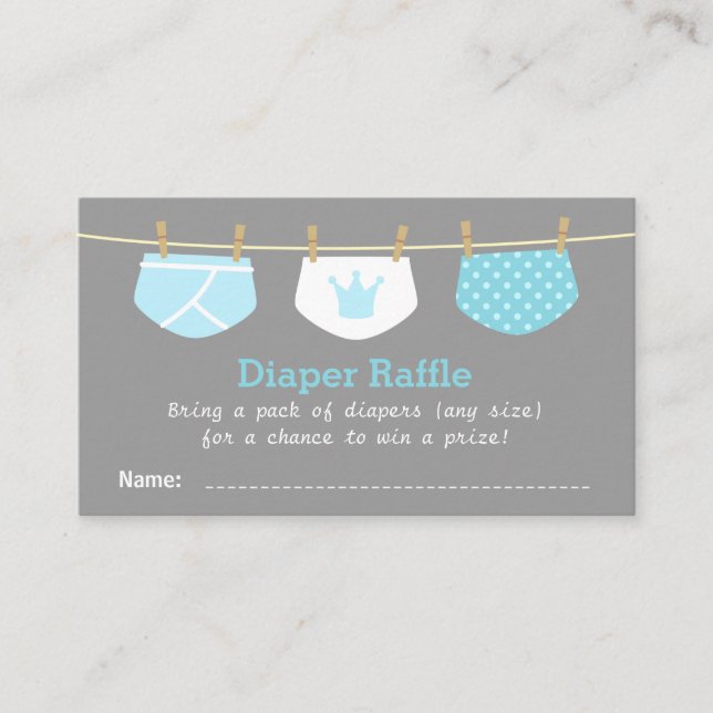 Carte D'accompagnement Baby shower Prince Boy, Billet Relais Cute Diaper (Devant)