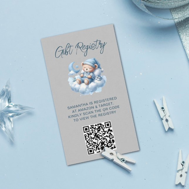 Carte D'accompagnement Baby shower QR Code d'aquarelle mou (Créateur téléchargé)
