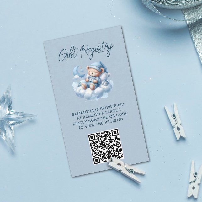 Carte D'accompagnement Baby shower QR Code d'aquarelle mou (Créateur téléchargé)