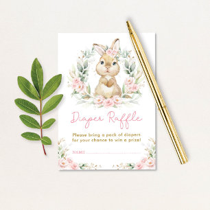 Carte D'accompagnement Baby shower Raffin Lapin Lapin Fille Rose
