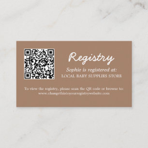 Carte D'accompagnement Baby shower Registre QR Code Gentle Brown