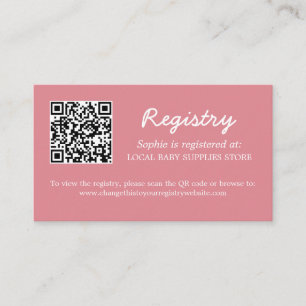 Carte D'accompagnement Baby shower Registre QR Code rose pâle