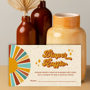Carte D'accompagnement Baby shower Retro Boho Sun Diaper Raffle