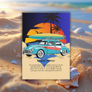 Carte D'accompagnement Baby shower Retro Surfer