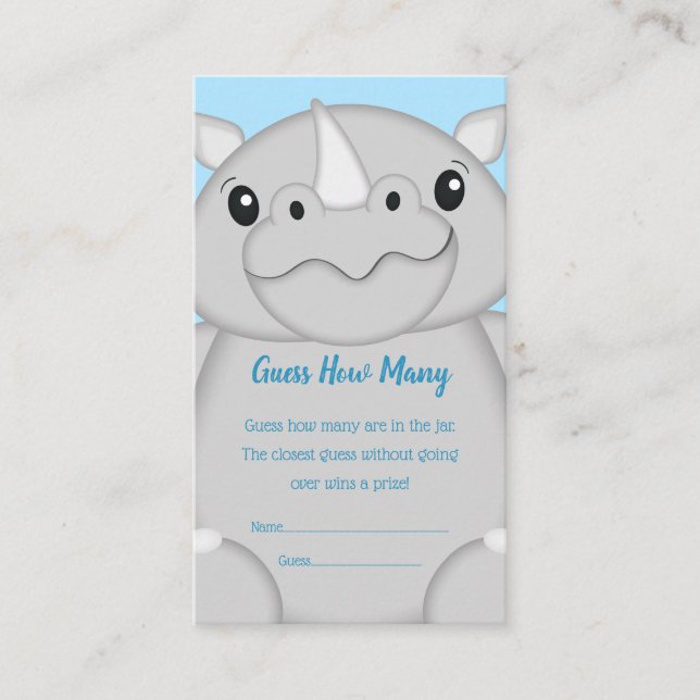 Carte D'accompagnement Baby shower Rhino bleu (Devant)