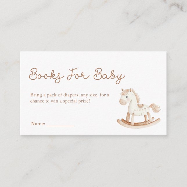 Carte D'accompagnement Baby shower Rocking Horse Livres Pour Bébé (Devant)