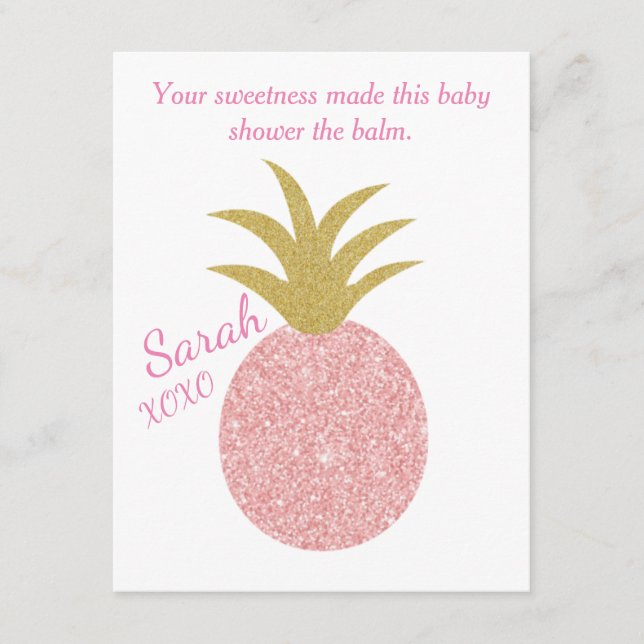 Carte D'accompagnement Baby shower rose ananas Lip Balm Favoriser (Devant)