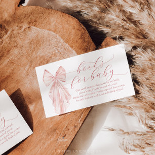 Carte D'accompagnement Baby shower rose Bow minimaliste Livres pour bébé