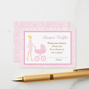 Carte D'accompagnement Baby shower rose Damas Blonde Déchets Raffin