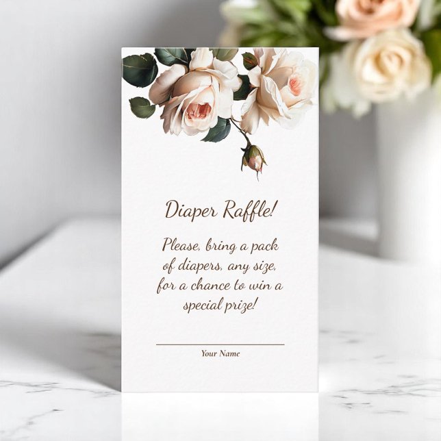 Carte D'accompagnement Baby shower Rose de thé doux Raffle (Gentle Tea Rose Baby Shower Diaper Raffle Enclosure Card )
