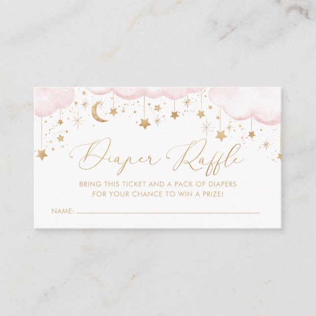 Carte D'accompagnement Baby shower rose  étoilé tordu (Devant)