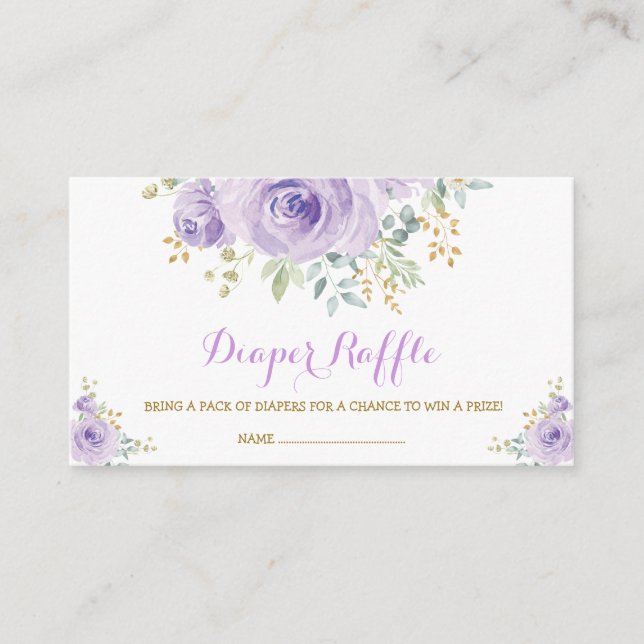 Carte D'accompagnement Baby shower Rose féministe Boho violet Floral Lila (Devant)