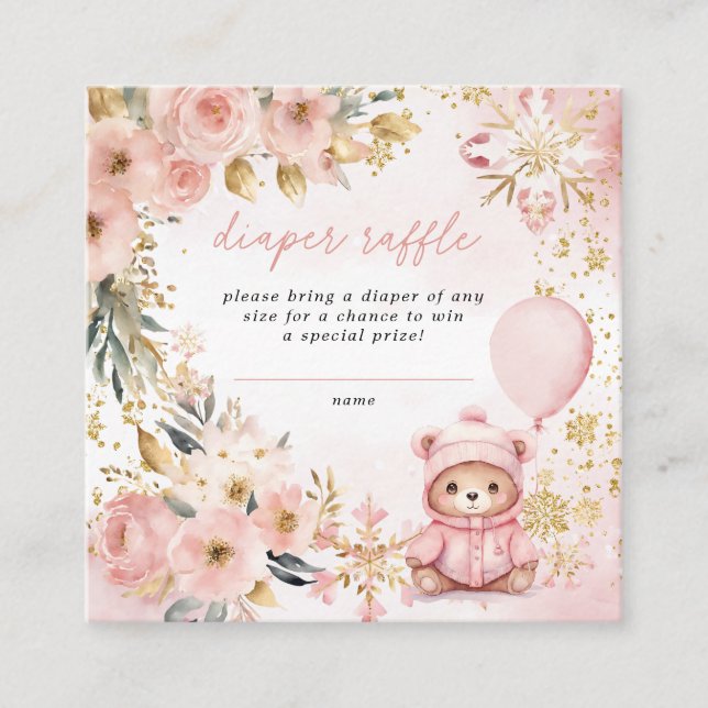 Carte D'accompagnement Baby shower rose Floral Raffle de couche de  (Devant)