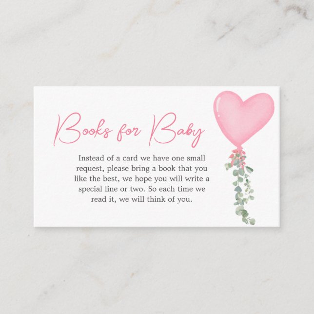 Carte D'accompagnement Baby shower rose Saint Valentin Livres pour bébé (Devant)
