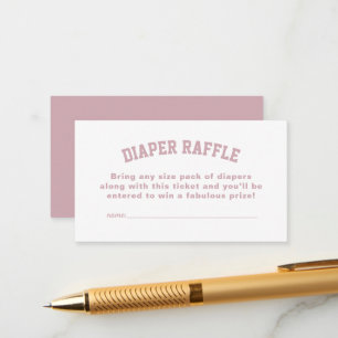 Carte D'accompagnement Baby shower rose sport billet de tirage au sort