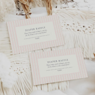 Carte D'accompagnement Baby Shower Rose Vintage Élégant Rayure Rose