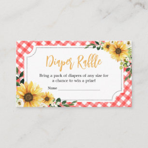 Carte D'accompagnement Baby shower rouge de tournesol pique-nique Raffin 