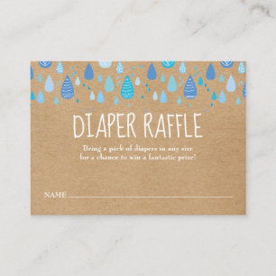 Carte D'accompagnement Baby shower roumain bleu Raindrops Diaper Raffle