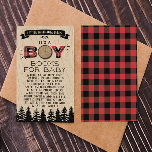 Carte D'accompagnement Baby shower Rustic Forest Plaid Lumberjack Boys