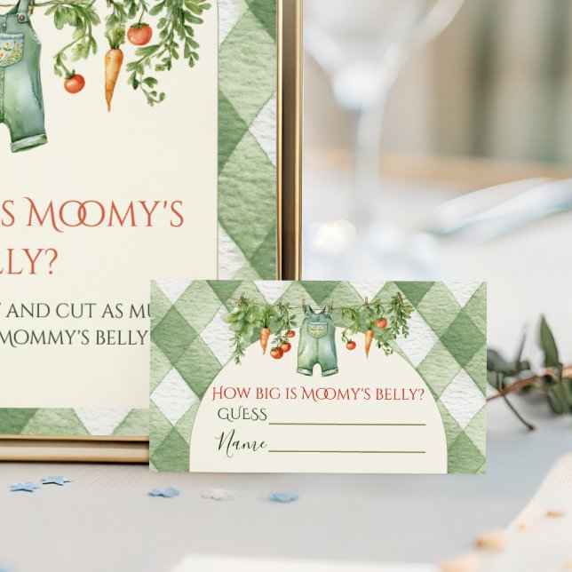Carte D'accompagnement Baby Shower Rustique Neutre Pousse Comment Ventre  (Créateur téléchargé)