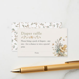 Carte D'accompagnement Baby Shower Rustique Raffle de Couches Botanique
