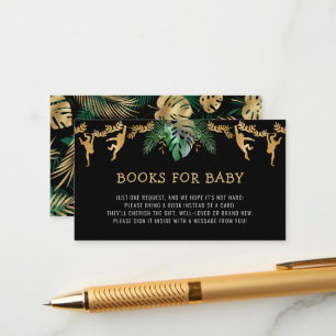 Carte D'accompagnement Baby shower Safari Demande Green Gold Black
