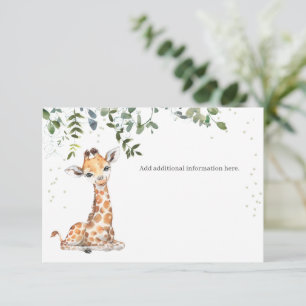 Carte D'accompagnement Baby Shower Safari Jungle Girafe Eucalyptus