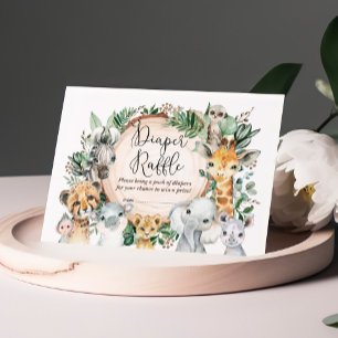 Carte D'accompagnement Baby shower sauvage de Safari Animaux Raffle de co