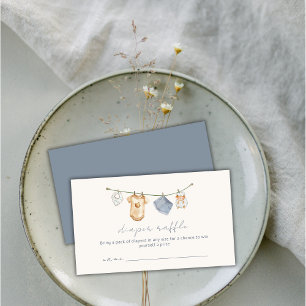 Carte D'accompagnement Baby shower simple Boho Clothesline Diaper Raffle
