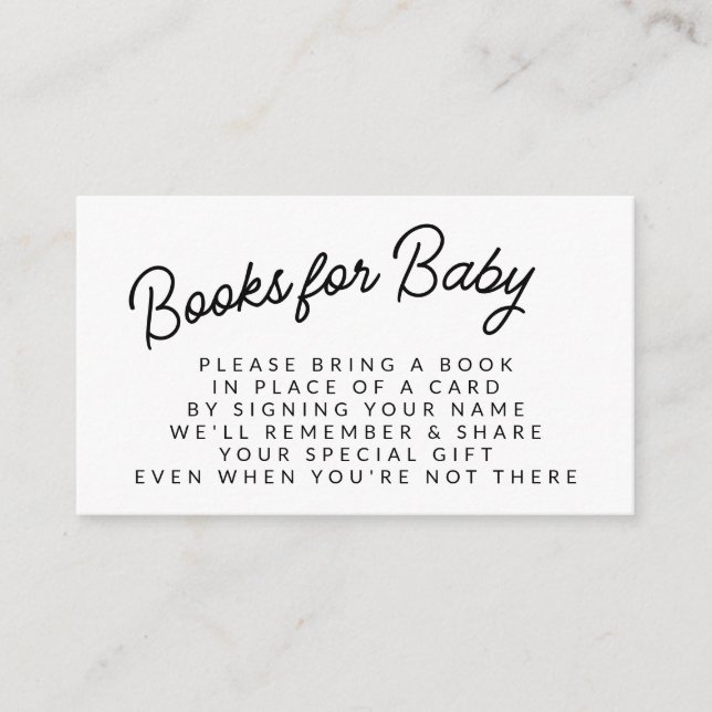 Carte D'accompagnement Baby shower simple de demande de livre en lecture (Devant)