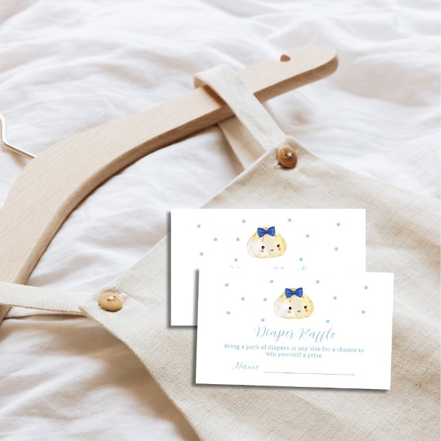 Carte D'accompagnement Baby shower simple de papier à rabat à couches (Simple Boy Dumpling Diaper Raffle Baby Shower Enclosure Card)