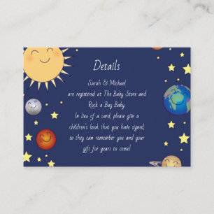 Carte D'accompagnement Baby shower spatial Galaxy Étoiles Universelles