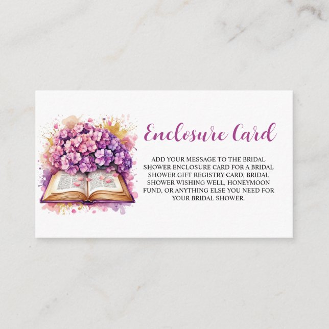 Carte D'accompagnement Baby Shower sur le thème du livre Hydrangea (Devant)
