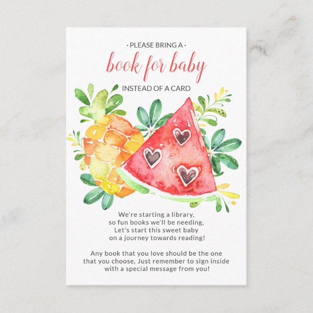 Carte D'accompagnement Baby shower Sweet Watermelon Livre pour Baby Card (Devant)