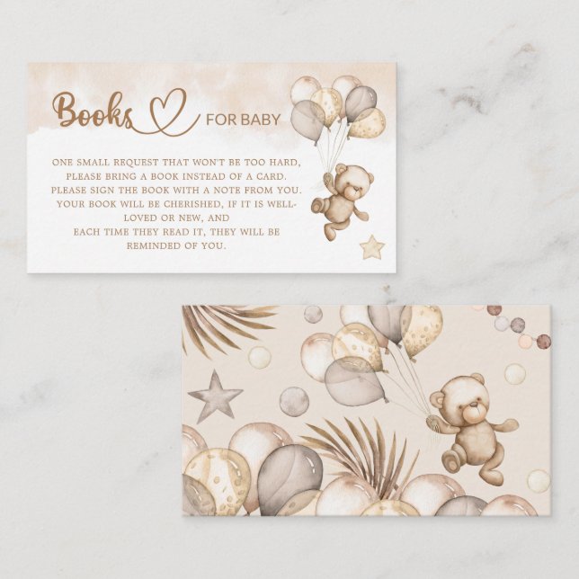 Carte D'accompagnement Baby shower Teddy Bear Livres pour bébé (Devant / Derrière)