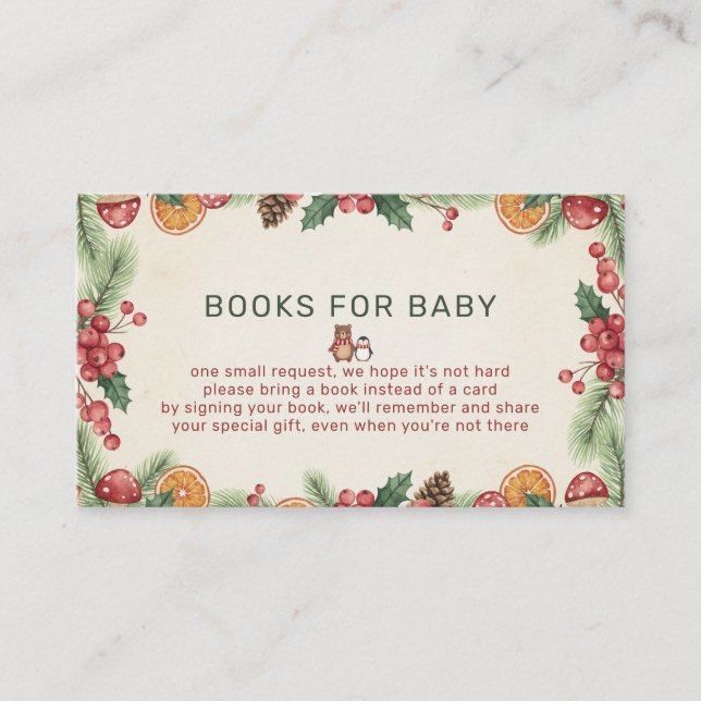 Carte D'accompagnement Baby-Shower Thème Forêt d'Hiver (Devant)